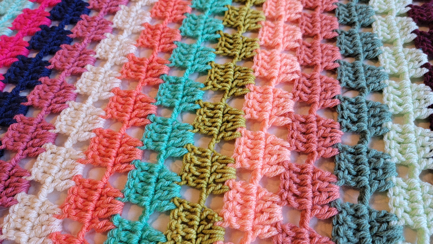 Icon Status Afghan - Handmade Afghans, Crocheted Afghans, Crocheted Blankets, Crochet Afghans, Crochet Blankets, Throws, Striped, Colorful
