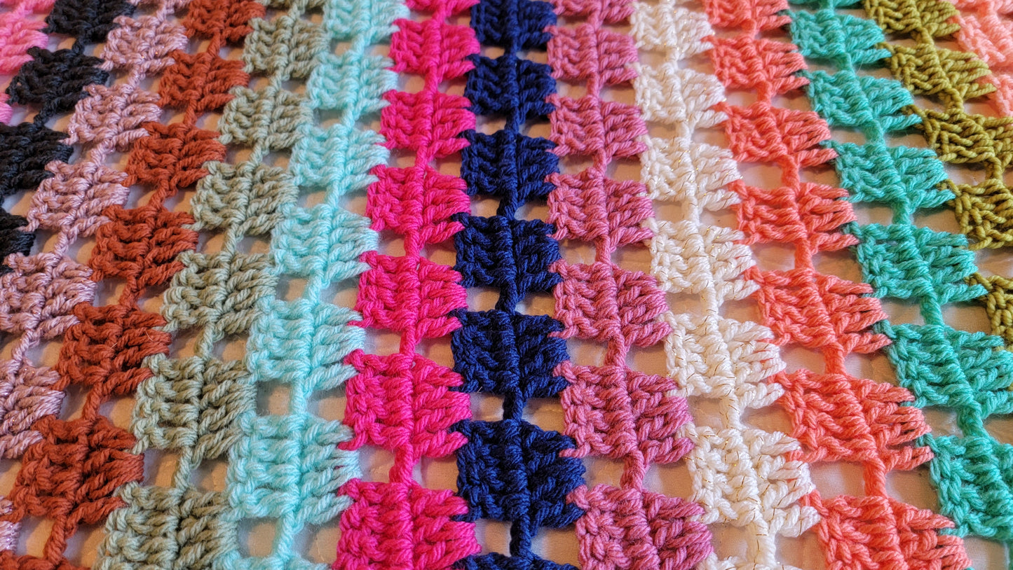 Icon Status Afghan - Handmade Afghans, Crocheted Afghans, Crocheted Blankets, Crochet Afghans, Crochet Blankets, Throws, Striped, Colorful
