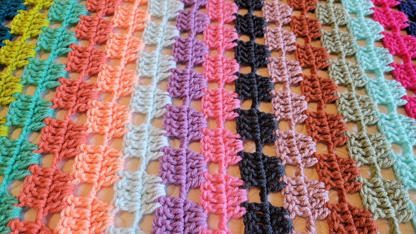 Icon Status Afghan - Handmade Afghans, Crocheted Afghans, Crocheted Blankets, Crochet Afghans, Crochet Blankets, Throws, Striped, Colorful