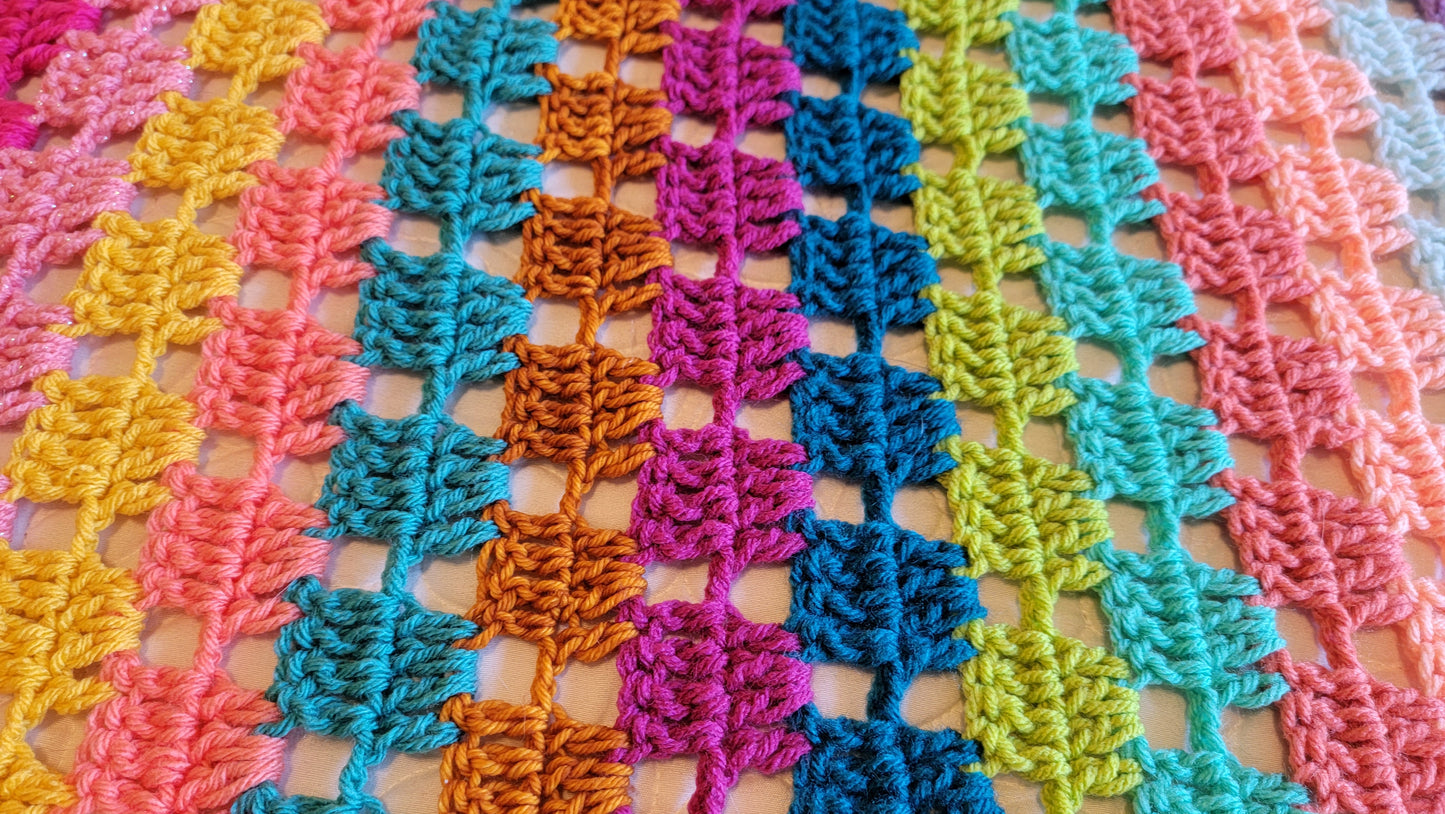 Icon Status Afghan - Handmade Afghans, Crocheted Afghans, Crocheted Blankets, Crochet Afghans, Crochet Blankets, Throws, Striped, Colorful