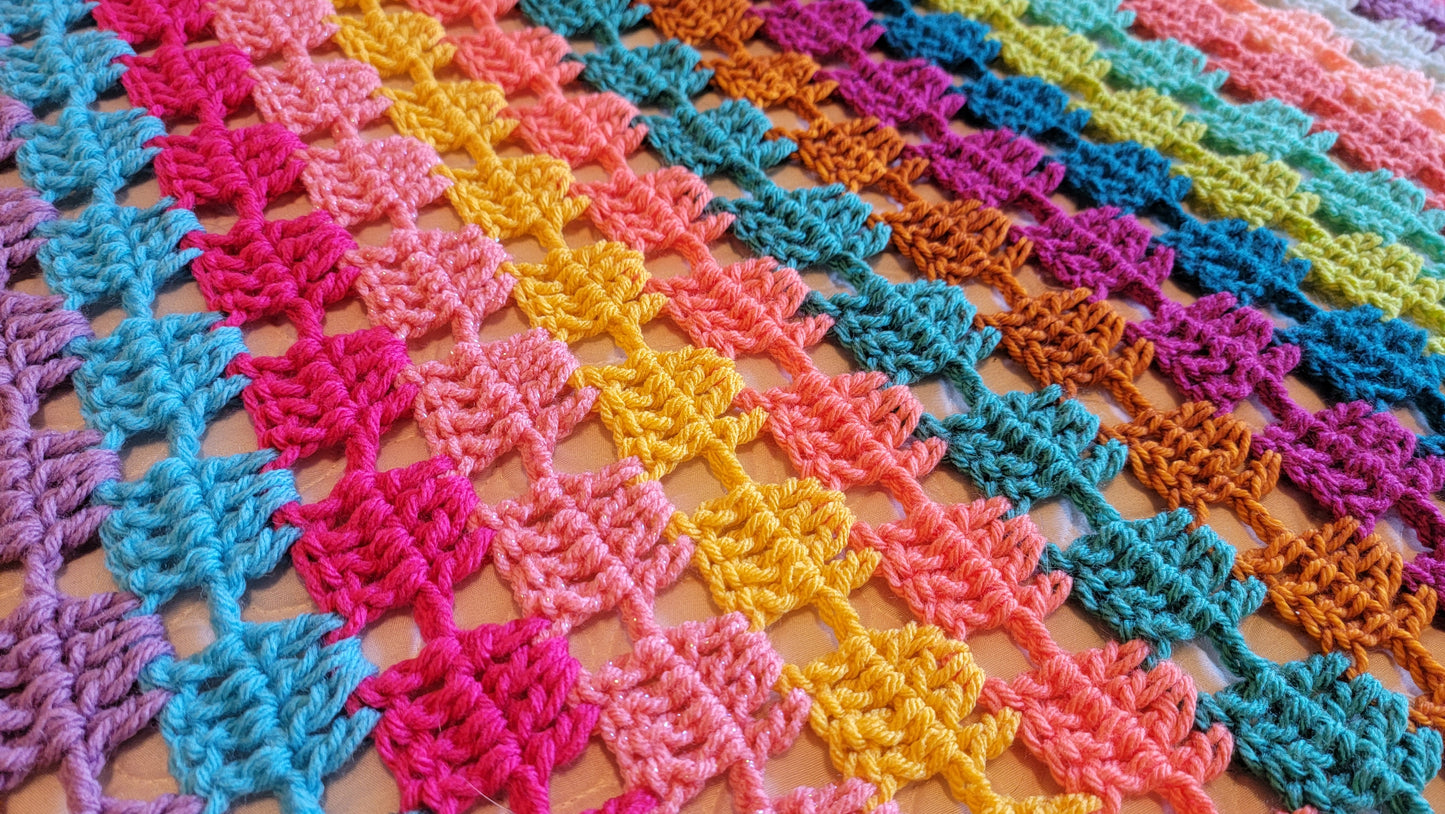 Icon Status Afghan - Handmade Afghans, Crocheted Afghans, Crocheted Blankets, Crochet Afghans, Crochet Blankets, Throws, Striped, Colorful