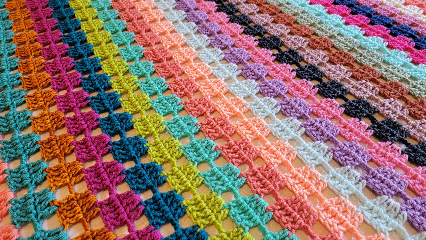 Icon Status Afghan - Handmade Afghans, Crocheted Afghans, Crocheted Blankets, Crochet Afghans, Crochet Blankets, Throws, Striped, Colorful