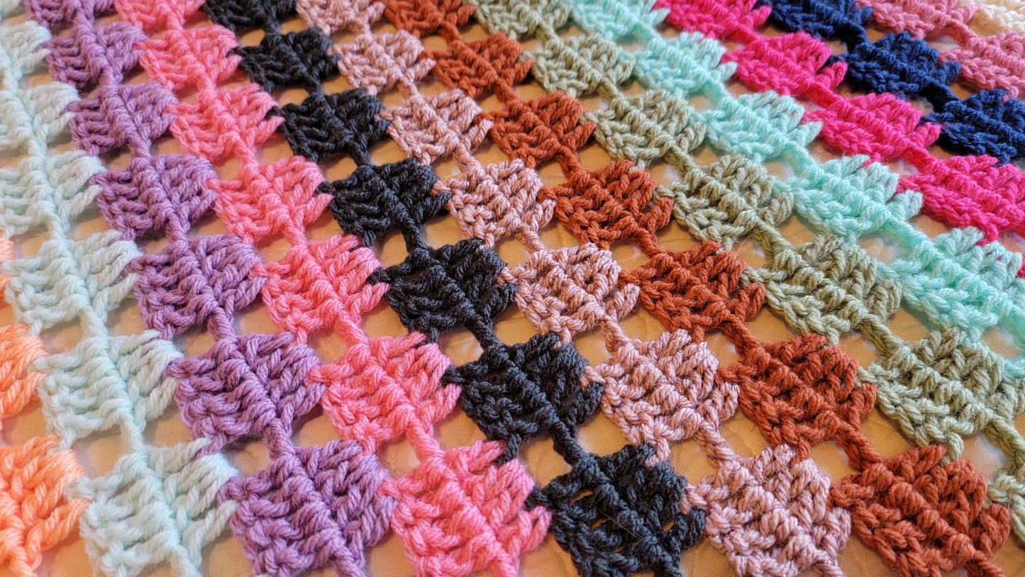 Icon Status Afghan - Handmade Afghans, Crocheted Afghans, Crocheted Blankets, Crochet Afghans, Crochet Blankets, Throws, Striped, Colorful