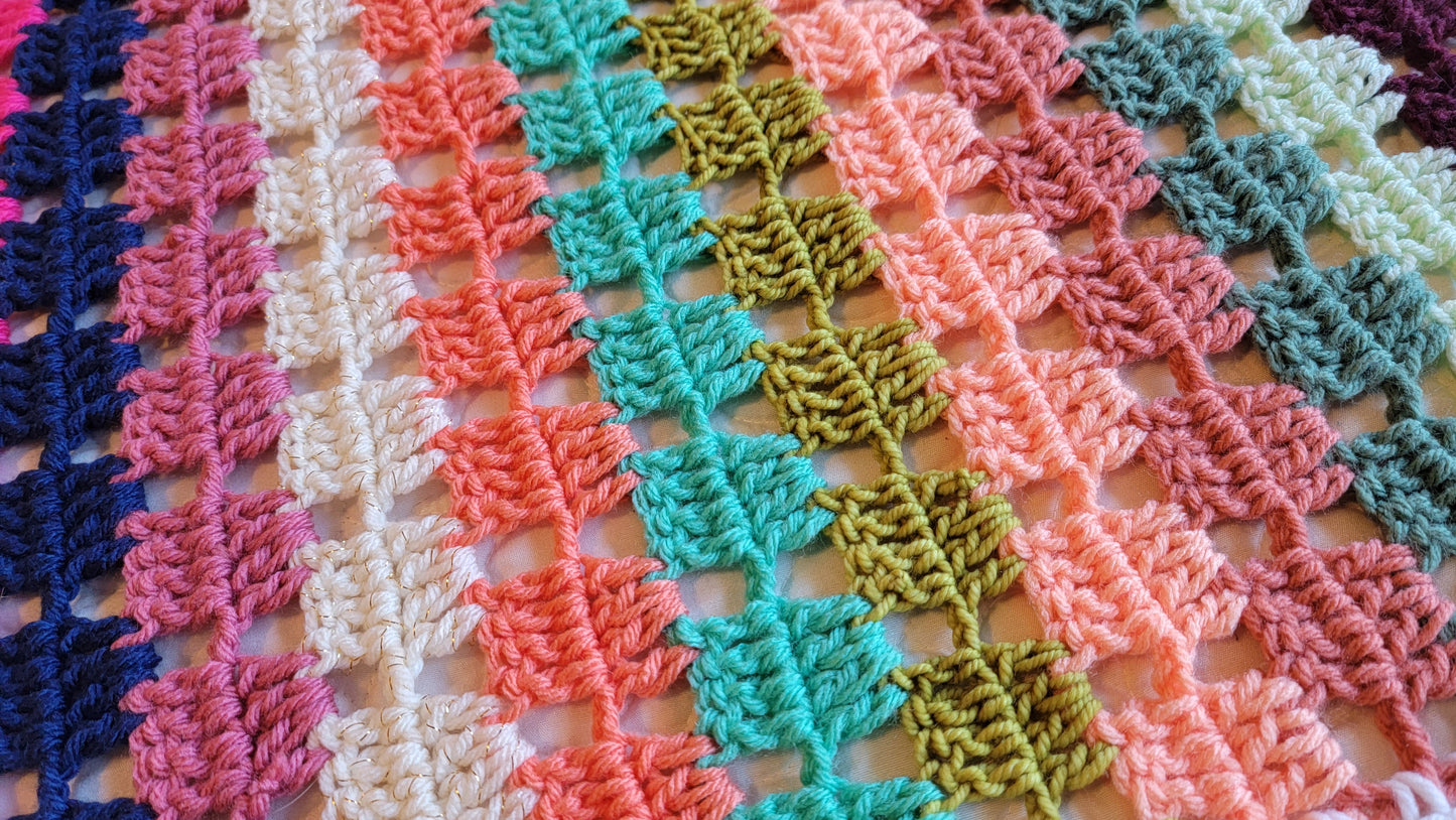 Icon Status Afghan - Handmade Afghans, Crocheted Afghans, Crocheted Blankets, Crochet Afghans, Crochet Blankets, Throws, Striped, Colorful