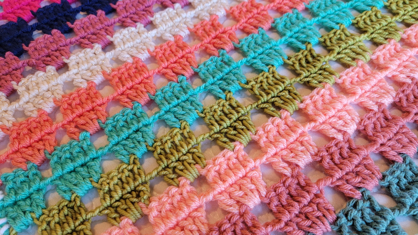 Icon Status Afghan - Handmade Afghans, Crocheted Afghans, Crocheted Blankets, Crochet Afghans, Crochet Blankets, Throws, Striped, Colorful