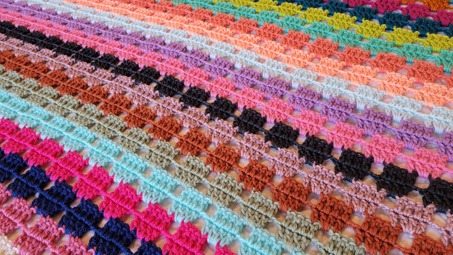 Icon Status Afghan - Handmade Afghans, Crocheted Afghans, Crocheted Blankets, Crochet Afghans, Crochet Blankets, Throws, Striped, Colorful