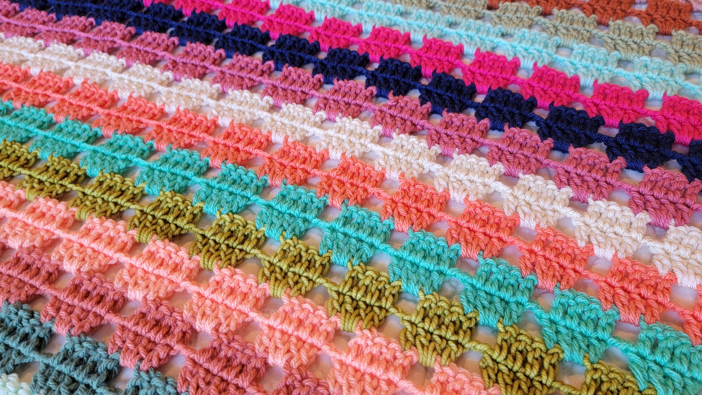 Icon Status Afghan - Handmade Afghans, Crocheted Afghans, Crocheted Blankets, Crochet Afghans, Crochet Blankets, Throws, Striped, Colorful