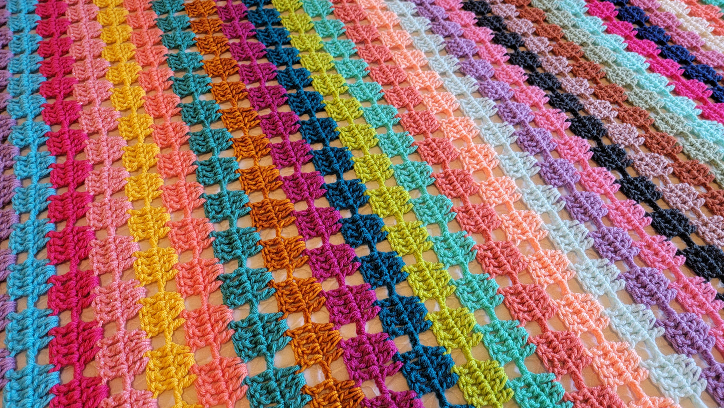 Icon Status Afghan - Handmade Afghans, Crocheted Afghans, Crocheted Blankets, Crochet Afghans, Crochet Blankets, Throws, Striped, Colorful