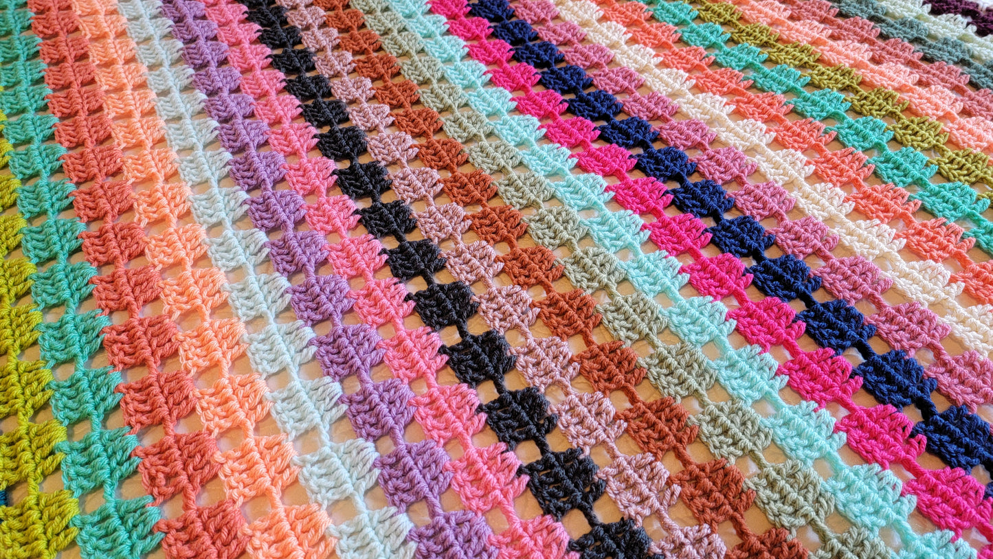 Icon Status Afghan - Handmade Afghans, Crocheted Afghans, Crocheted Blankets, Crochet Afghans, Crochet Blankets, Throws, Striped, Colorful
