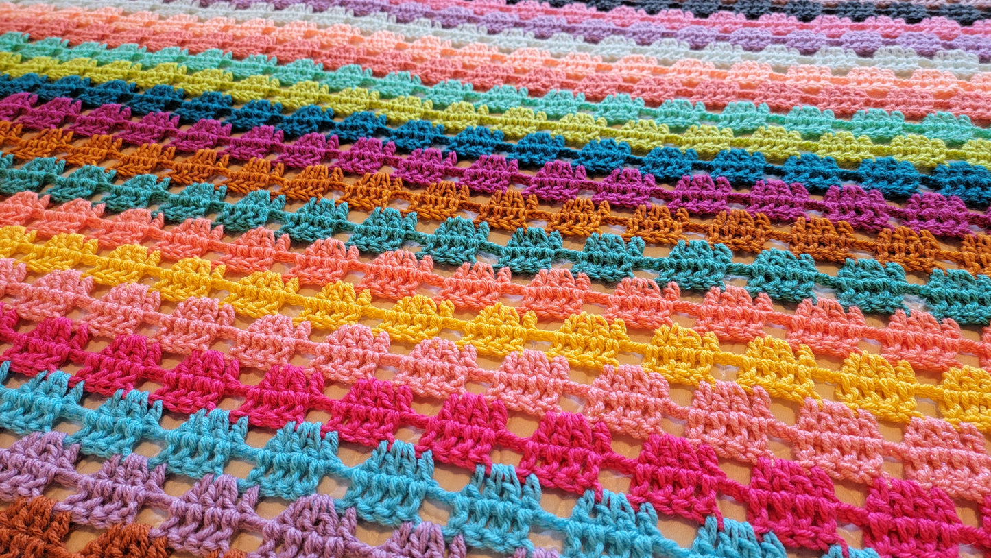 Icon Status Afghan - Handmade Afghans, Crocheted Afghans, Crocheted Blankets, Crochet Afghans, Crochet Blankets, Throws, Striped, Colorful