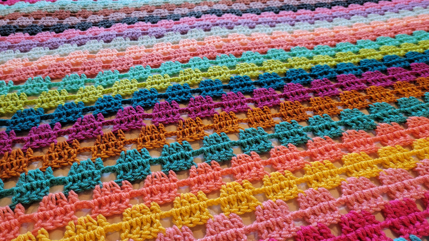 Icon Status Afghan - Handmade Afghans, Crocheted Afghans, Crocheted Blankets, Crochet Afghans, Crochet Blankets, Throws, Striped, Colorful