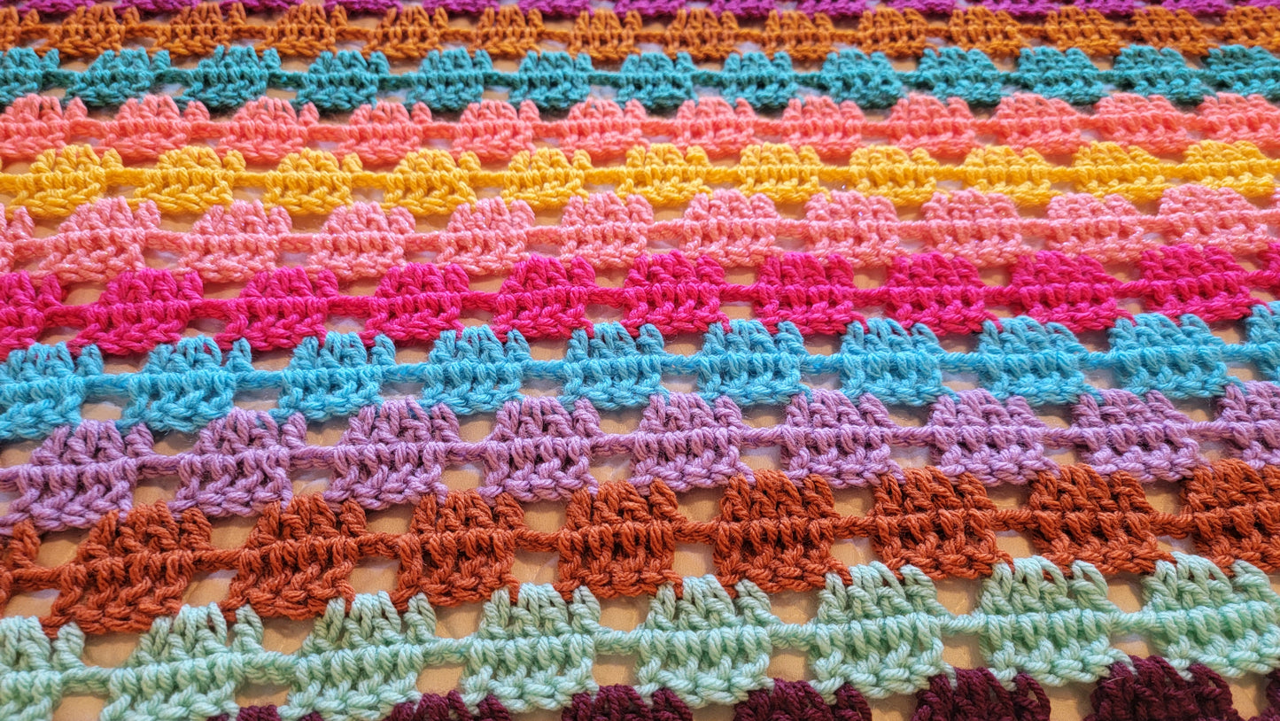 Icon Status Afghan - Handmade Afghans, Crocheted Afghans, Crocheted Blankets, Crochet Afghans, Crochet Blankets, Throws, Striped, Colorful