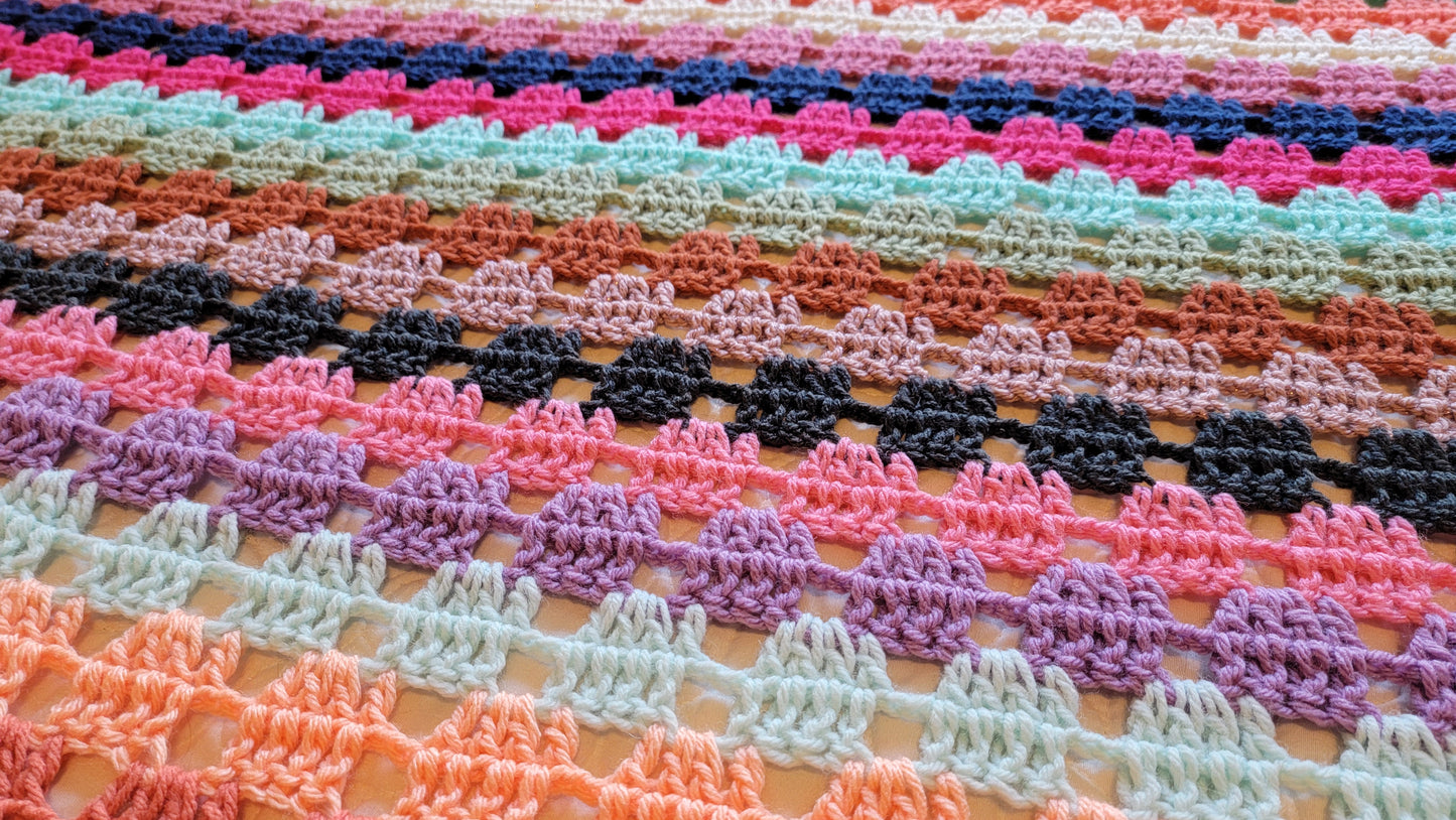 Icon Status Afghan - Handmade Afghans, Crocheted Afghans, Crocheted Blankets, Crochet Afghans, Crochet Blankets, Throws, Striped, Colorful