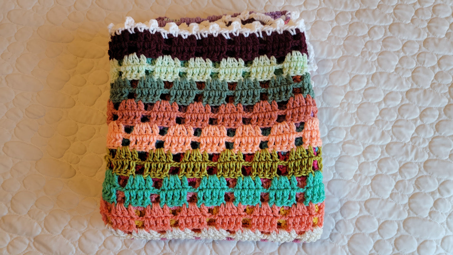 Icon Status Afghan - Handmade Afghans, Crocheted Afghans, Crocheted Blankets, Crochet Afghans, Crochet Blankets, Throws, Striped, Colorful