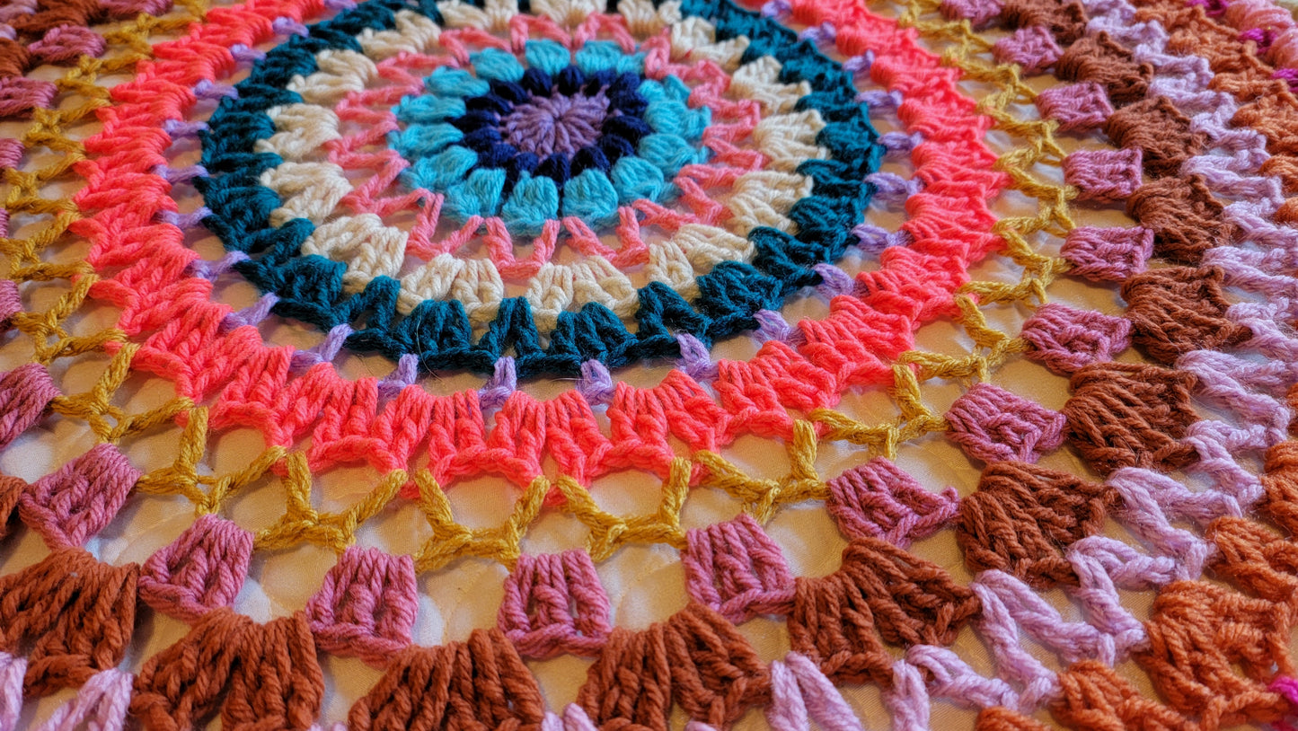 Hot Shot Afghan - Handmade Afghans, Crocheted Afghans, Crocheted Blankets, Crochet Afghans, Crochet Blankets, Throws, Round, Color, Pretty