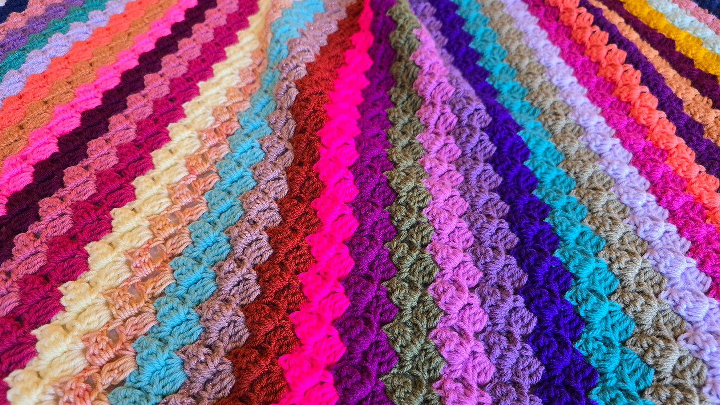 Velvet Haze Crochet Afghan -Handmade Afghans,Crocheted Afghans,Crocheted Blankets,Crochet Afghans,Crochet Blankets,Throws,Squares,Colorful