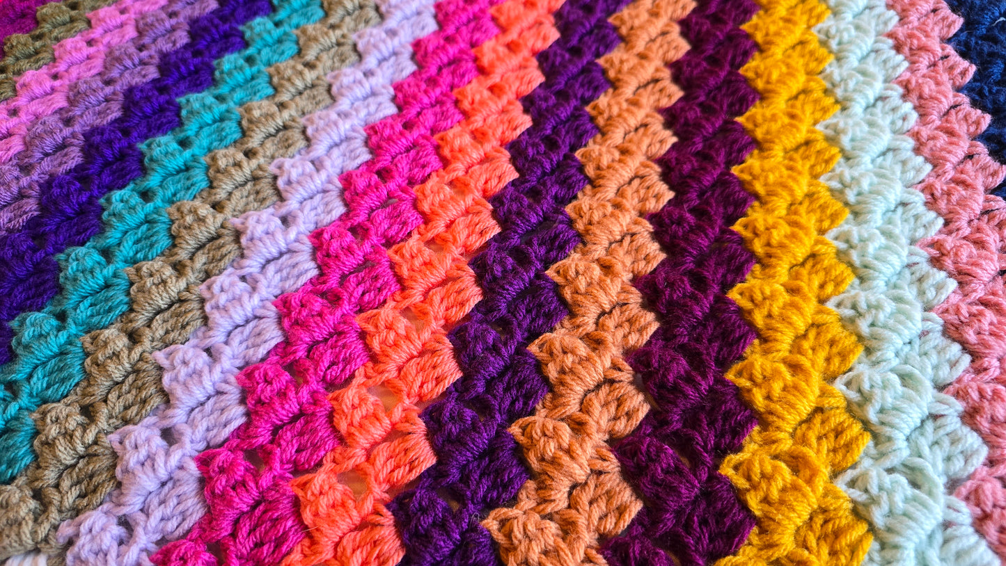 Velvet Haze Crochet Afghan -Handmade Afghans,Crocheted Afghans,Crocheted Blankets,Crochet Afghans,Crochet Blankets,Throws,Squares,Colorful