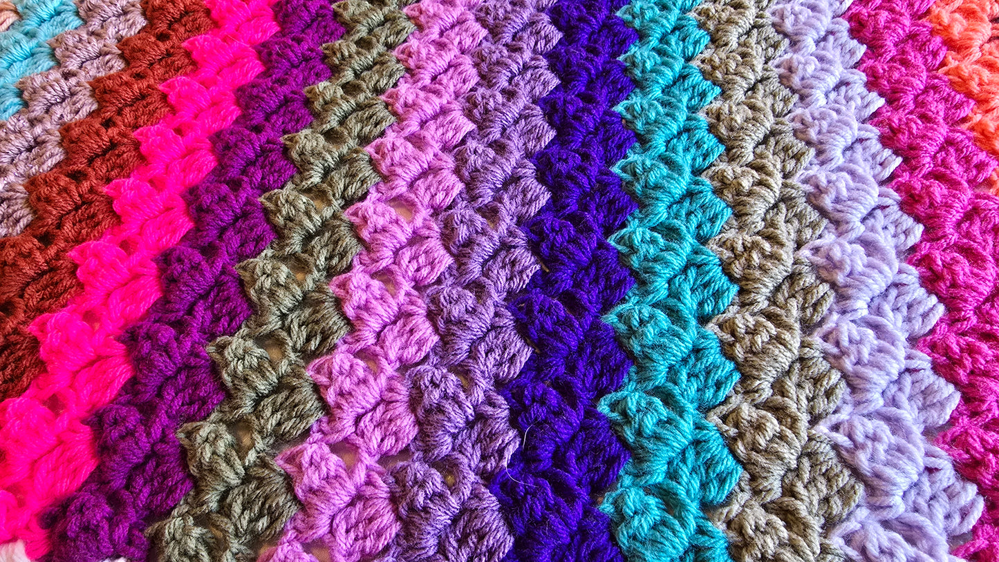 Velvet Haze Crochet Afghan -Handmade Afghans,Crocheted Afghans,Crocheted Blankets,Crochet Afghans,Crochet Blankets,Throws,Squares,Colorful