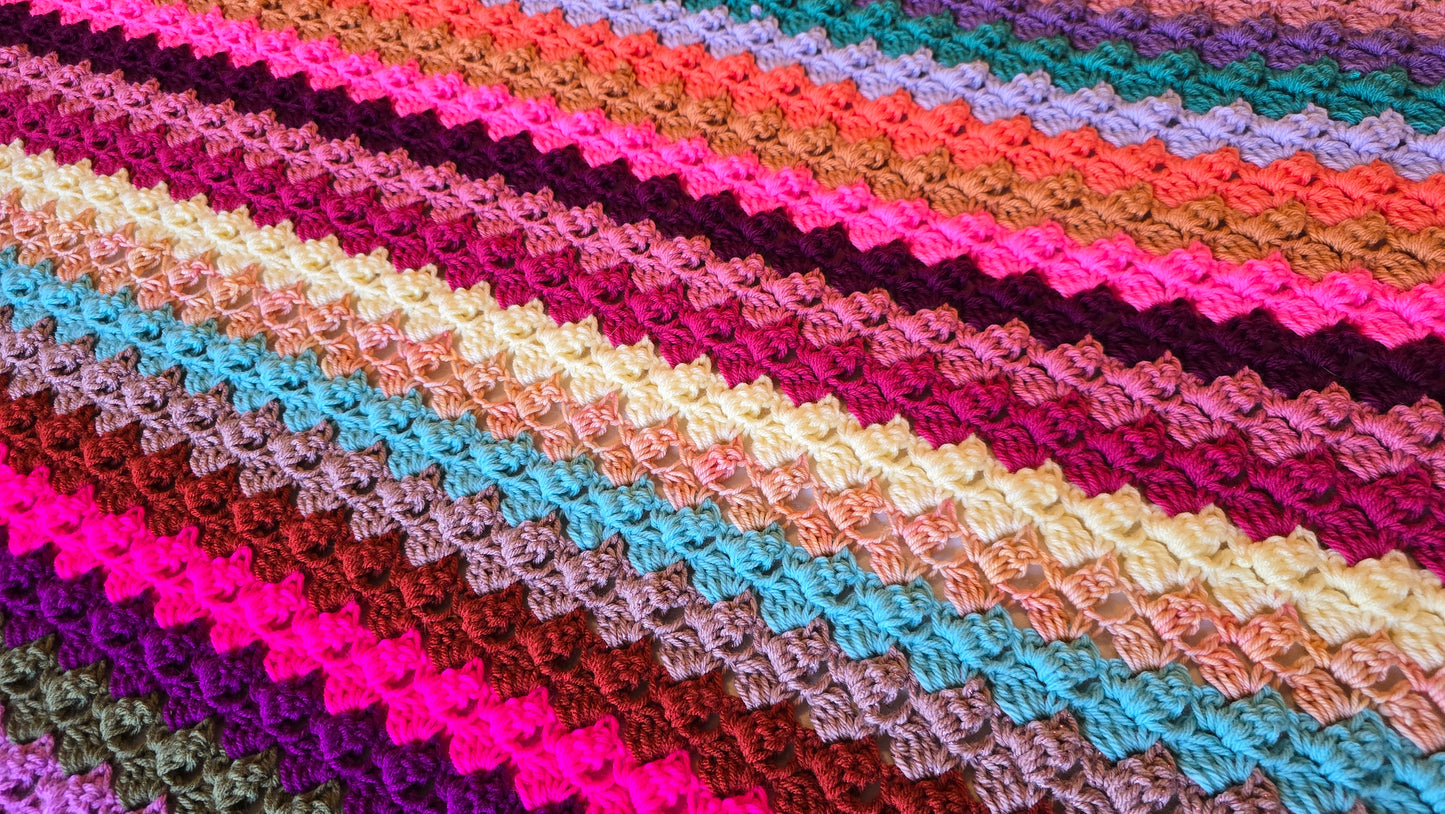Velvet Haze Crochet Afghan -Handmade Afghans,Crocheted Afghans,Crocheted Blankets,Crochet Afghans,Crochet Blankets,Throws,Squares,Colorful