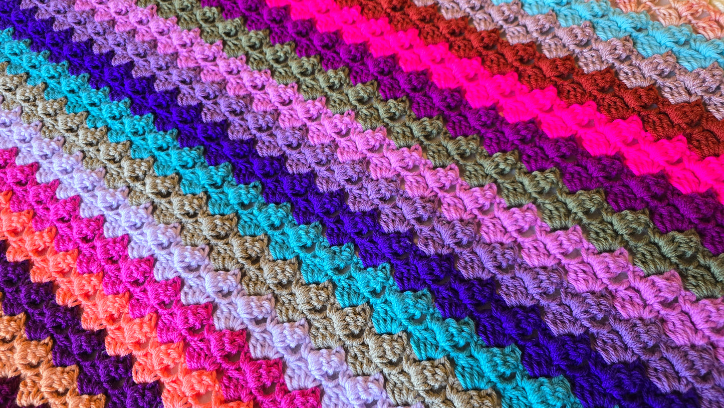 Velvet Haze Crochet Afghan -Handmade Afghans,Crocheted Afghans,Crocheted Blankets,Crochet Afghans,Crochet Blankets,Throws,Squares,Colorful