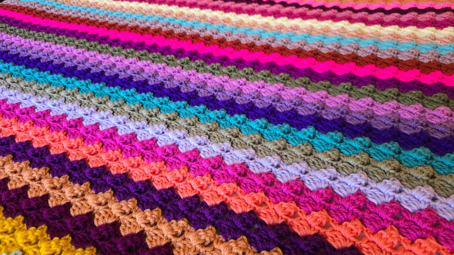 Velvet Haze Crochet Afghan -Handmade Afghans,Crocheted Afghans,Crocheted Blankets,Crochet Afghans,Crochet Blankets,Throws,Squares,Colorful