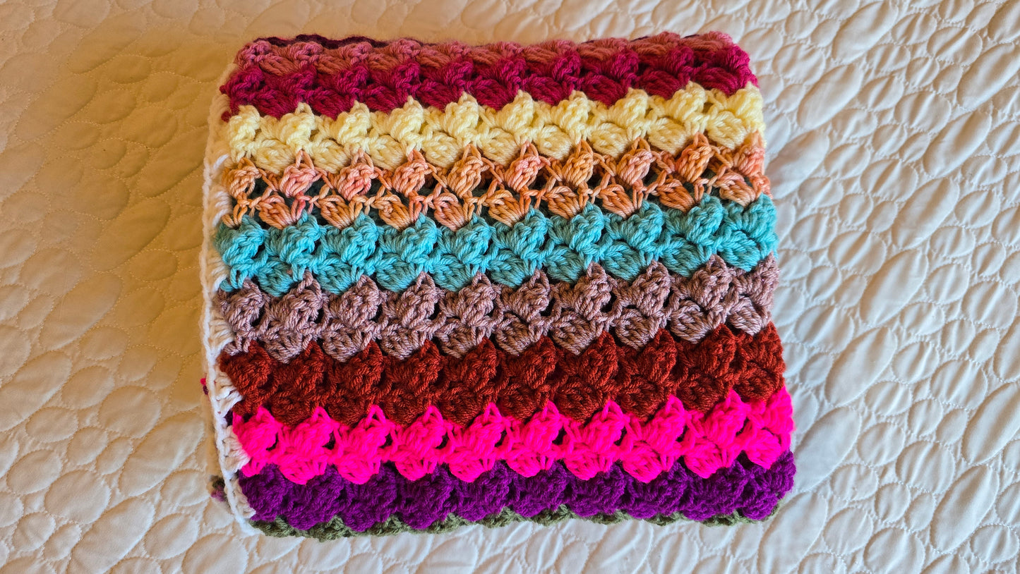 Velvet Haze Crochet Afghan -Handmade Afghans,Crocheted Afghans,Crocheted Blankets,Crochet Afghans,Crochet Blankets,Throws,Squares,Colorful