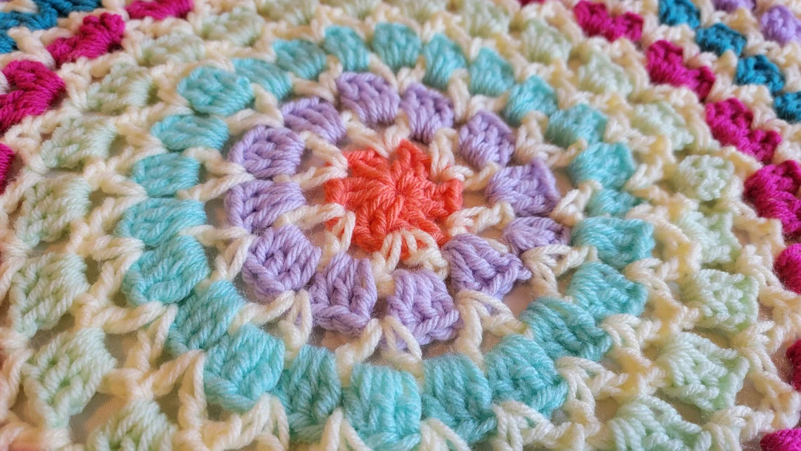 Rose Pearl Afghan - Handmade Afghans, Crocheted Afghans, Crocheted Blankets, Crochet Afghans, Crochet Blankets, Throws, Round, Color, Pretty