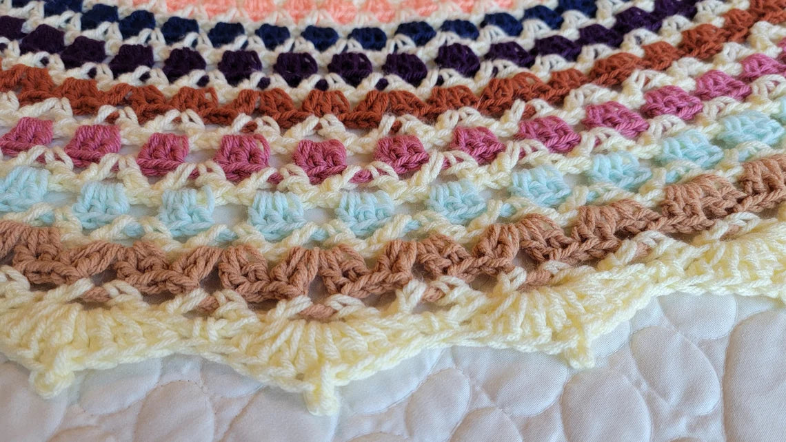 Rose Pearl Afghan - Handmade Afghans, Crocheted Afghans, Crocheted Blankets, Crochet Afghans, Crochet Blankets, Throws, Round, Color, Pretty