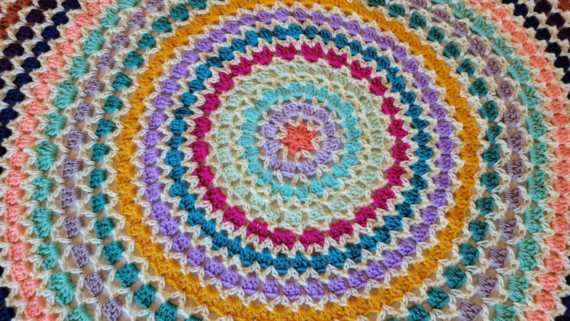 Rose Pearl Afghan - Handmade Afghans, Crocheted Afghans, Crocheted Blankets, Crochet Afghans, Crochet Blankets, Throws, Round, Color, Pretty