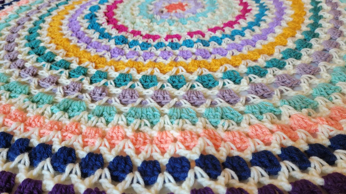 Rose Pearl Afghan - Handmade Afghans, Crocheted Afghans, Crocheted Blankets, Crochet Afghans, Crochet Blankets, Throws, Round, Color, Pretty