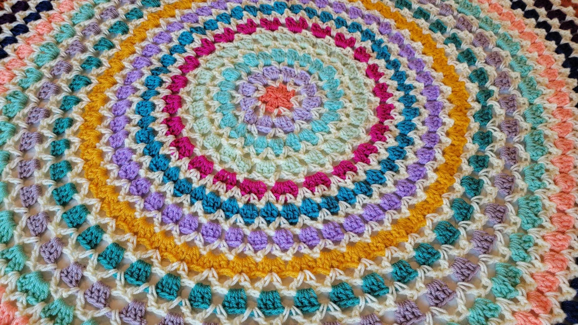 Rose Pearl Afghan - Handmade Afghans, Crocheted Afghans, Crocheted Blankets, Crochet Afghans, Crochet Blankets, Throws, Round, Color, Pretty