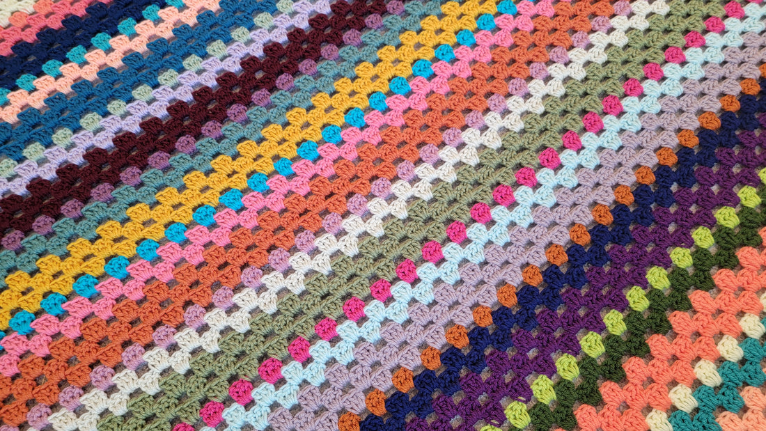 Free Crochet Pattern: Scrappy Happy Granny Stripe Blanket!