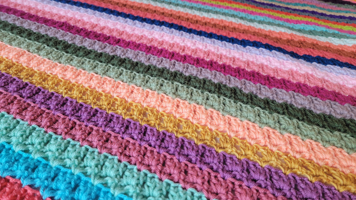 Unicorn Tracks Crochet Afghan - Handmade Afghans, Crocheted Afghans, Crocheted Blankets, Crochet Afghans, Crochet Blankets, Throws, Colorful