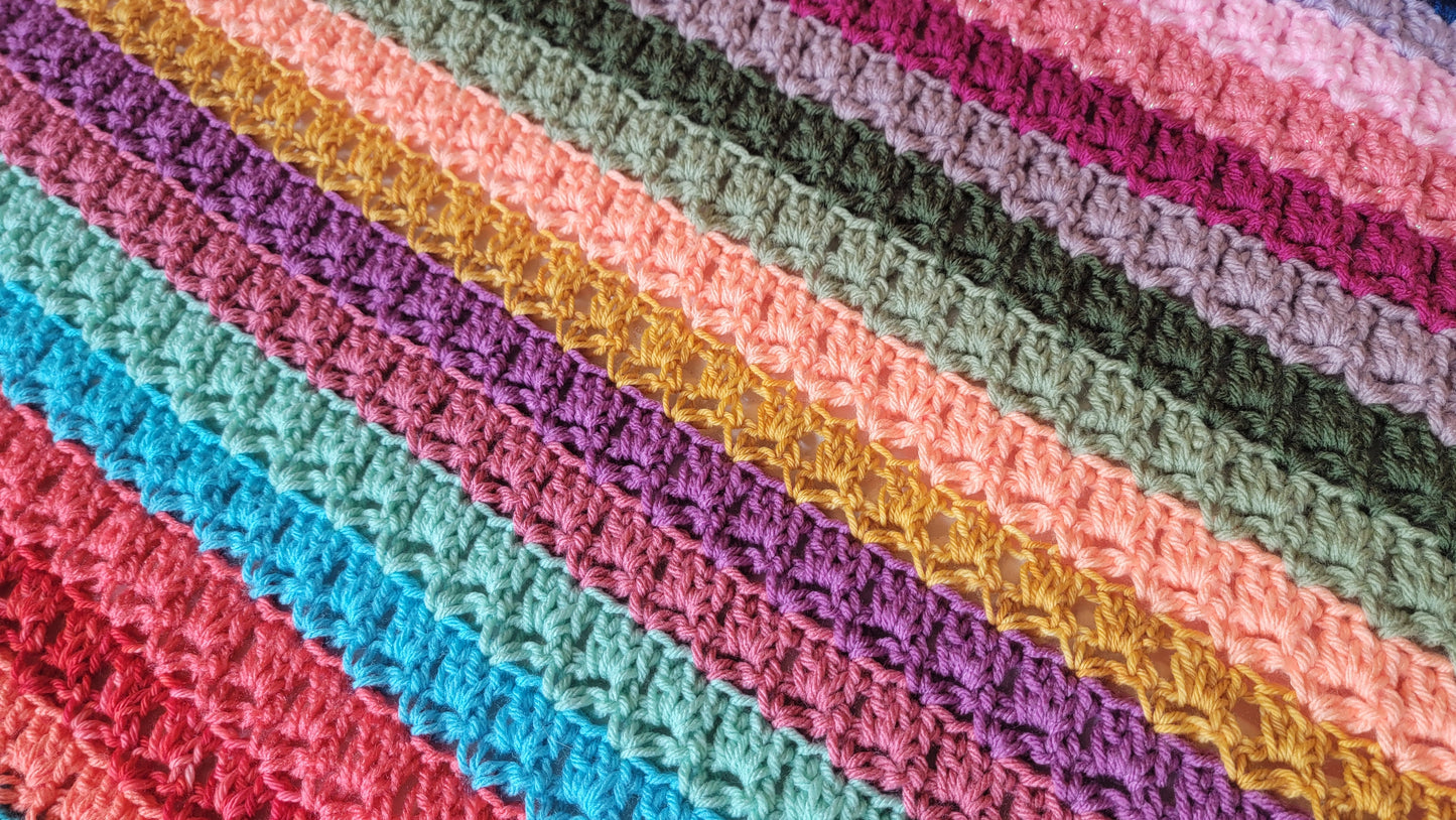 Unicorn Tracks Crochet Afghan - Handmade Afghans, Crocheted Afghans, Crocheted Blankets, Crochet Afghans, Crochet Blankets, Throws, Colorful