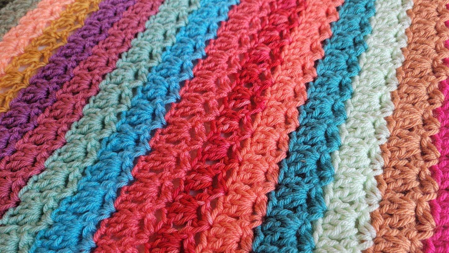 Unicorn Tracks Crochet Afghan - Handmade Afghans, Crocheted Afghans, Crocheted Blankets, Crochet Afghans, Crochet Blankets, Throws, Colorful