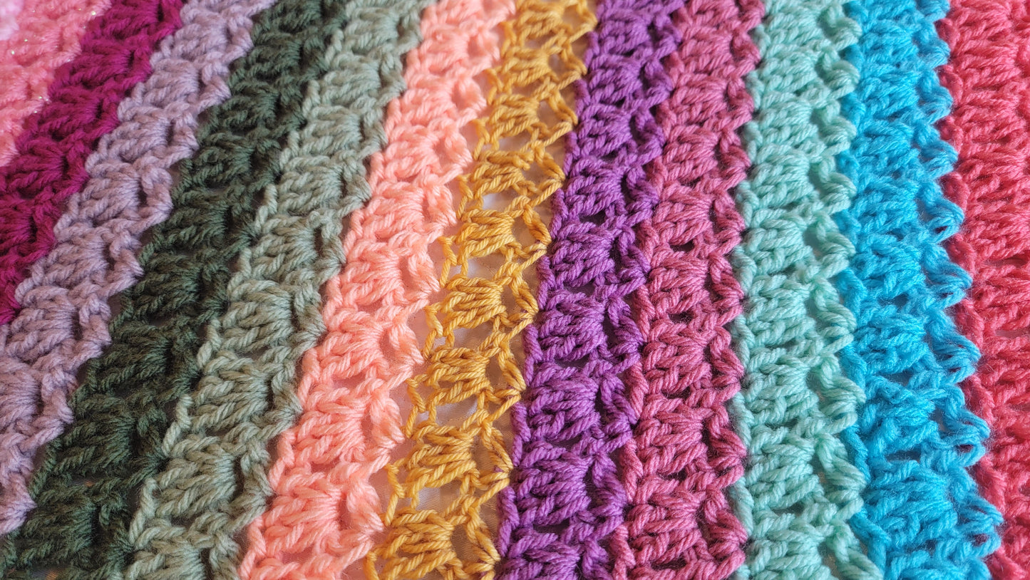 Unicorn Tracks Crochet Afghan - Handmade Afghans, Crocheted Afghans, Crocheted Blankets, Crochet Afghans, Crochet Blankets, Throws, Colorful