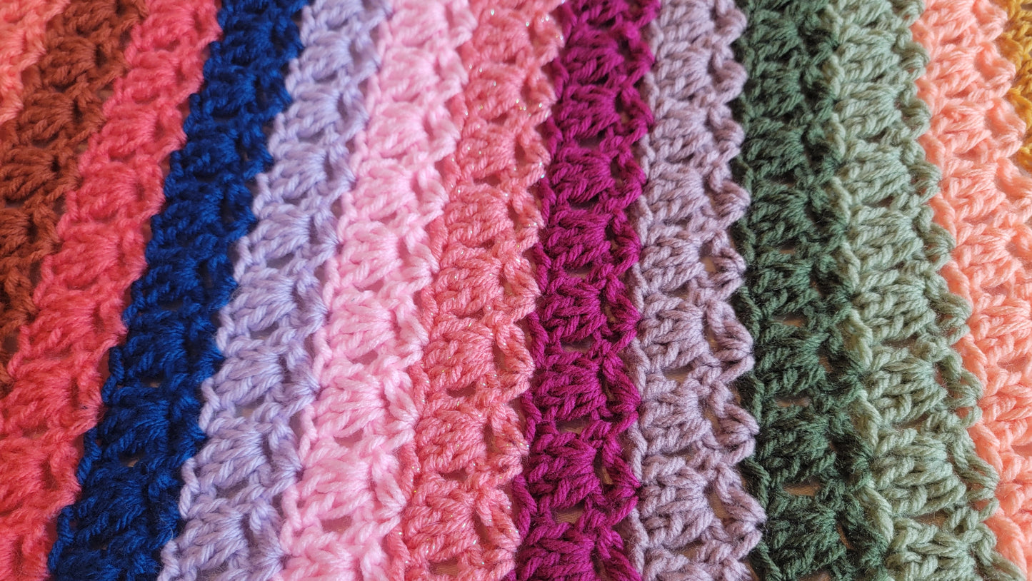 Unicorn Tracks Crochet Afghan - Handmade Afghans, Crocheted Afghans, Crocheted Blankets, Crochet Afghans, Crochet Blankets, Throws, Colorful