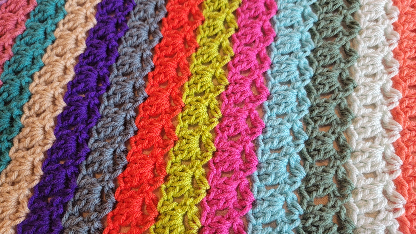 Unicorn Tracks Crochet Afghan - Handmade Afghans, Crocheted Afghans, Crocheted Blankets, Crochet Afghans, Crochet Blankets, Throws, Colorful