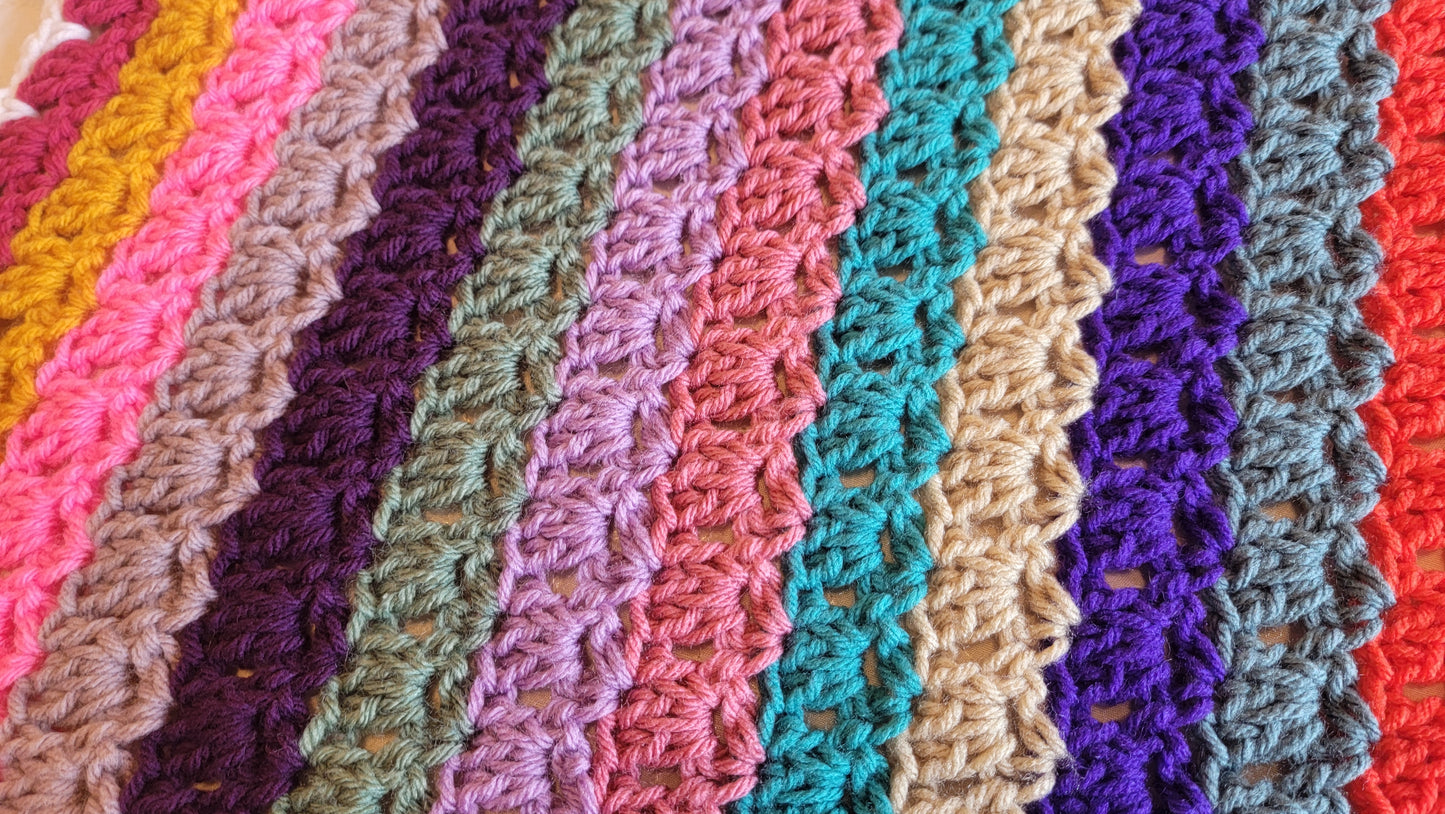 Unicorn Tracks Crochet Afghan - Handmade Afghans, Crocheted Afghans, Crocheted Blankets, Crochet Afghans, Crochet Blankets, Throws, Colorful