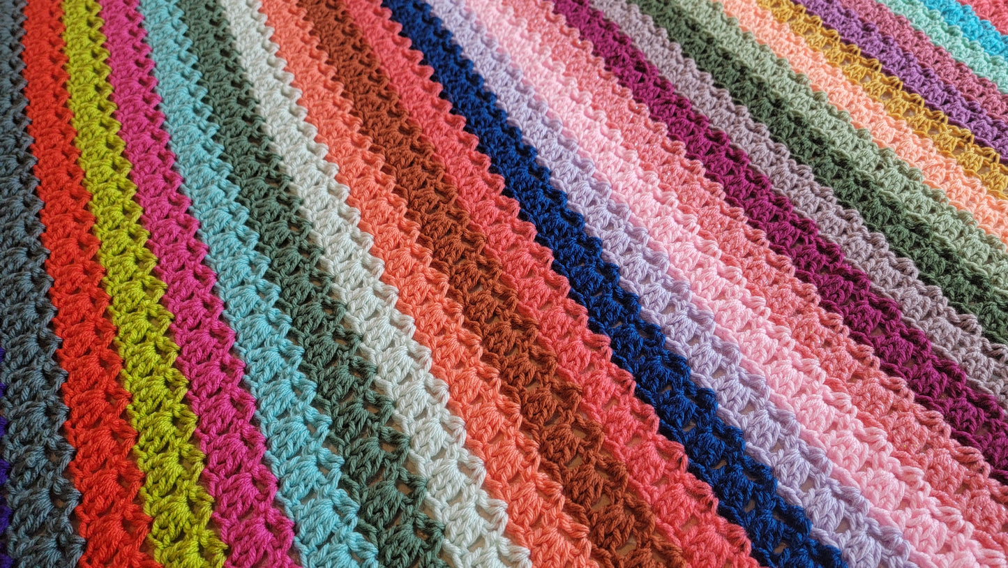 Unicorn Tracks Crochet Afghan - Handmade Afghans, Crocheted Afghans, Crocheted Blankets, Crochet Afghans, Crochet Blankets, Throws, Colorful