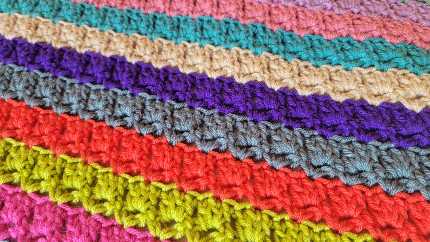 Unicorn Tracks Crochet Afghan - Handmade Afghans, Crocheted Afghans, Crocheted Blankets, Crochet Afghans, Crochet Blankets, Throws, Colorful