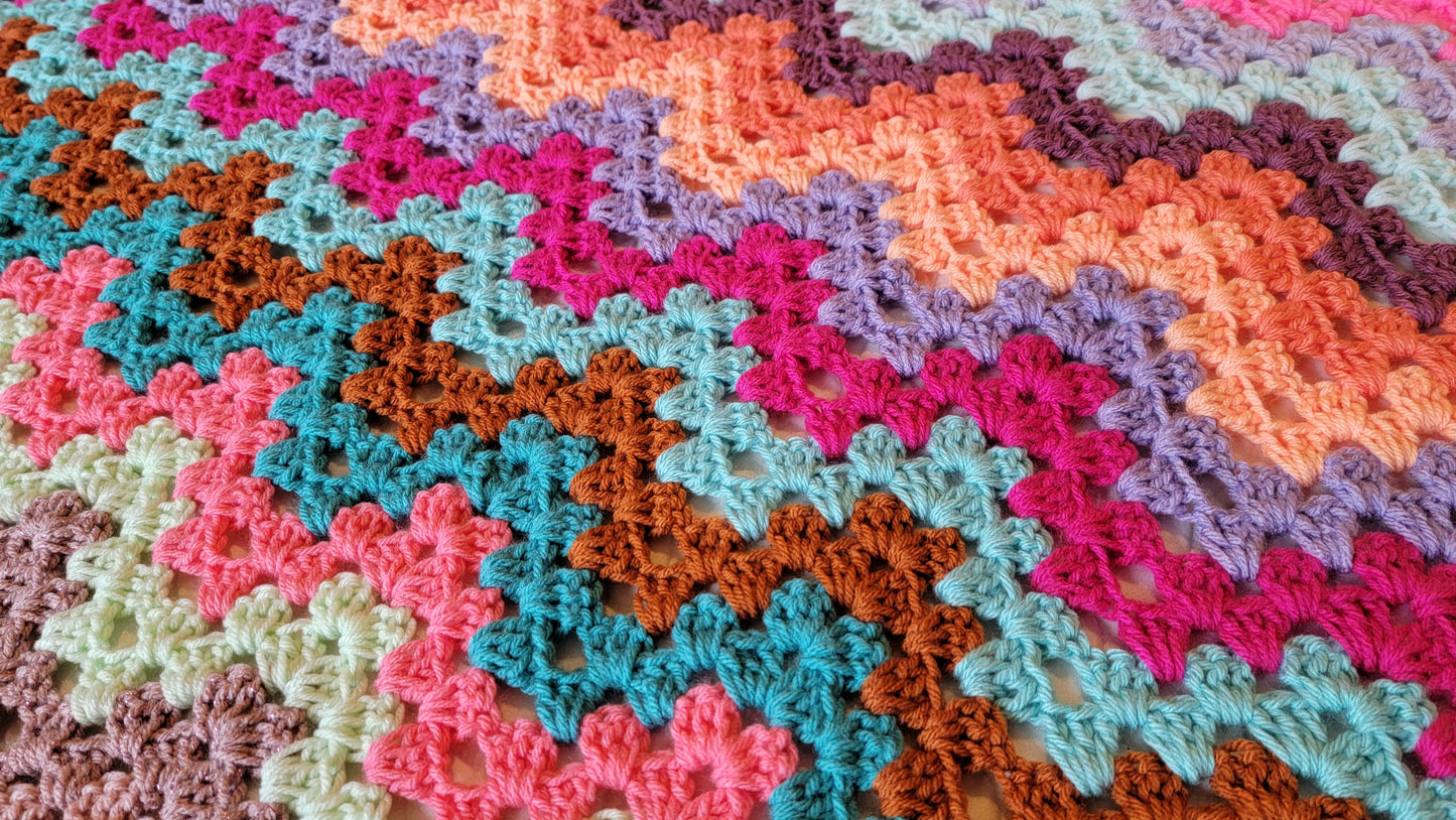 Granny Chevron Blanket - Handmade Afghans, Crocheted Afghans, Crocheted Blankets, Crochet Afghans, Crochet Blankets, Throws, Colorful, Cute