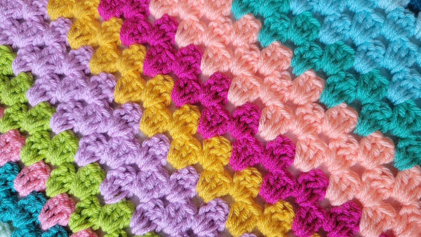 Heart To Heart Afghan - Handmade Afghans, Crocheted Afghans, Crocheted Blankets, Crochet Afghans, Crochet Blankets, Throws, Colorful, Pretty