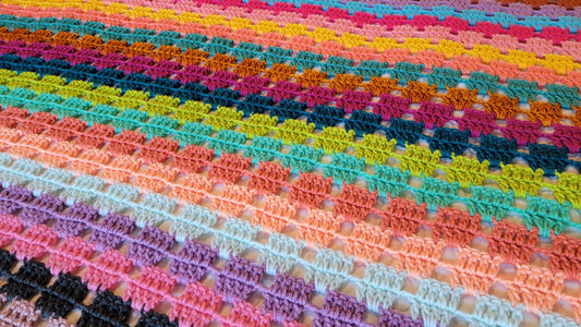 Icon Status Afghan - Handmade Afghans, Crocheted Afghans, Crocheted Blankets, Crochet Afghans, Crochet Blankets, Throws, Striped, Colorful