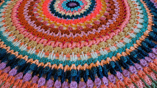Hot Shot Afghan - Handmade Afghans, Crocheted Afghans, Crocheted Blankets, Crochet Afghans, Crochet Blankets, Throws, Round, Color, Pretty