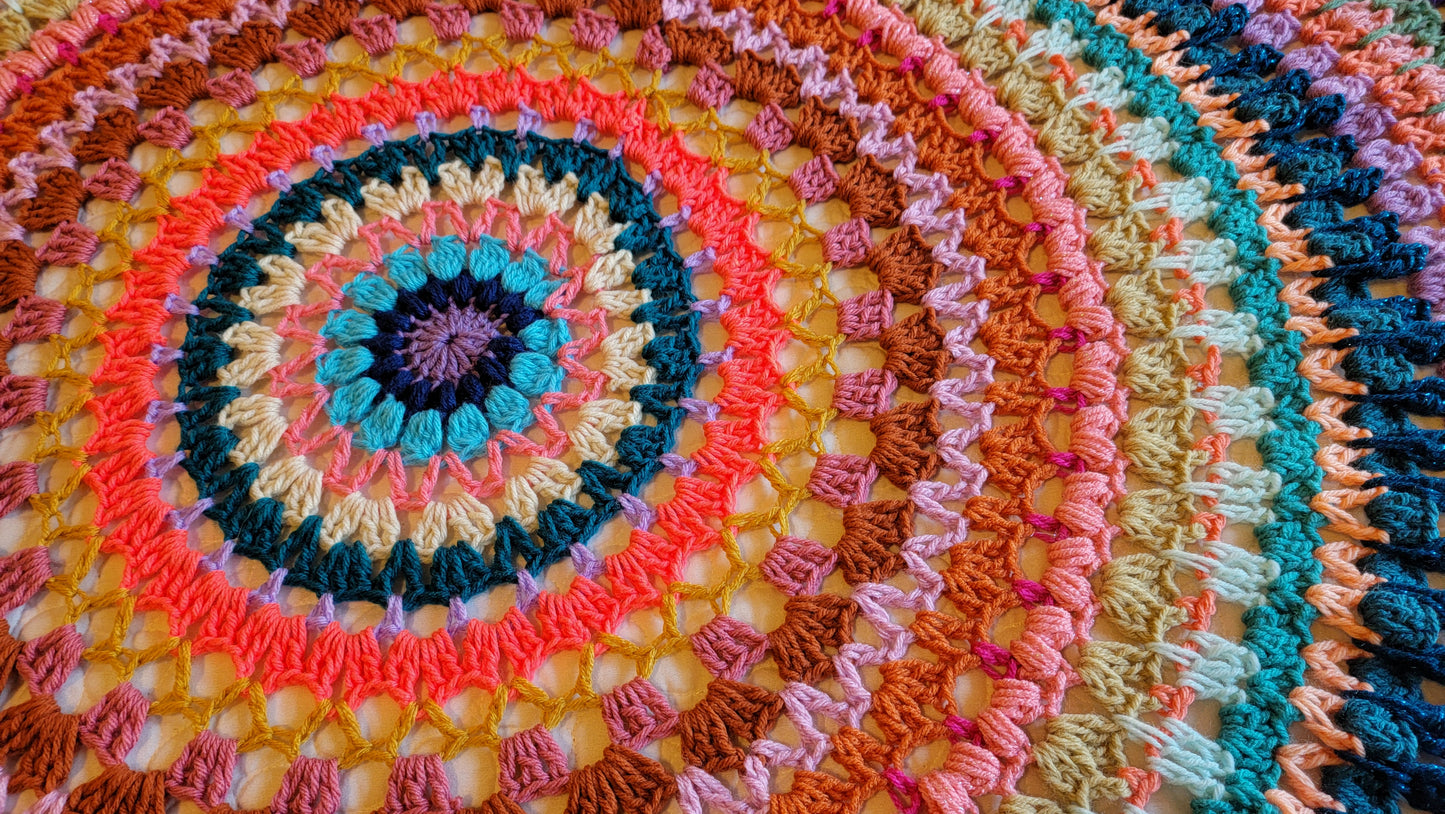 Hot Shot Afghan - Handmade Afghans, Crocheted Afghans, Crocheted Blankets, Crochet Afghans, Crochet Blankets, Throws, Round, Color, Pretty