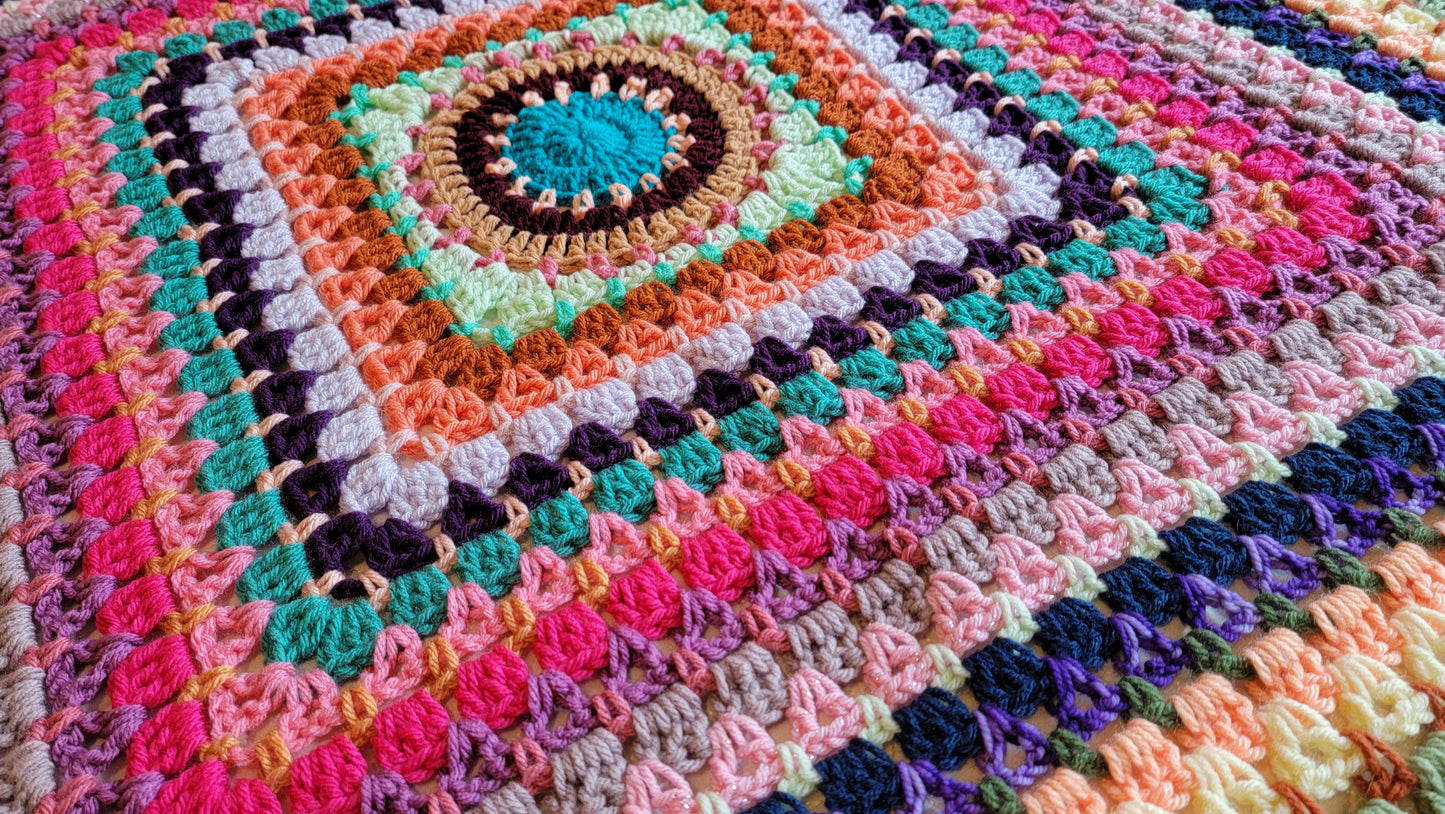 Lost In Love Afghan - Handmade Afghans, Crocheted Afghans, Crocheted Blankets, Crochet Afghans,Crochet Blankets,Throws,Squares,Colorful,Cute