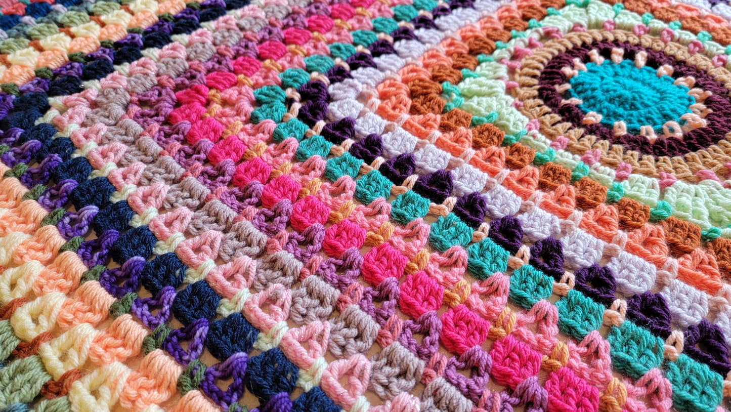 Lost In Love Afghan - Handmade Afghans, Crocheted Afghans, Crocheted Blankets, Crochet Afghans,Crochet Blankets,Throws,Squares,Colorful,Cute