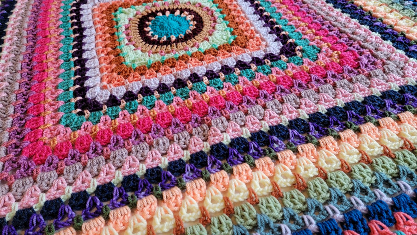 Lost In Love Afghan - Handmade Afghans, Crocheted Afghans, Crocheted Blankets, Crochet Afghans,Crochet Blankets,Throws,Squares,Colorful,Cute