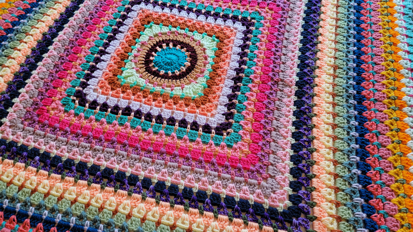 Lost In Love Afghan - Handmade Afghans, Crocheted Afghans, Crocheted Blankets, Crochet Afghans,Crochet Blankets,Throws,Squares,Colorful,Cute